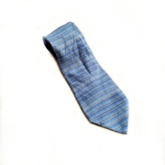 Lanvin Blue Striped Silk Men's Tie - Picture 1 of 6